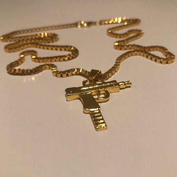 Accessories Gold Plated Solid Pistol Uzi Gun Pendant Poshmark